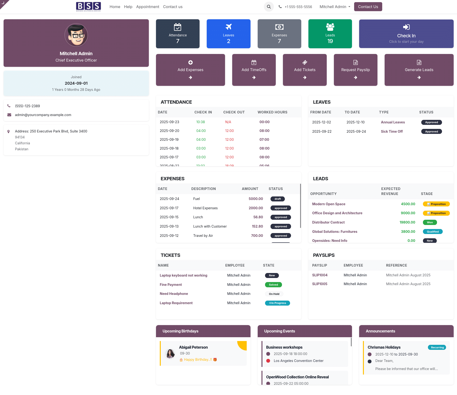 Advance Employee Portal in Odoo
